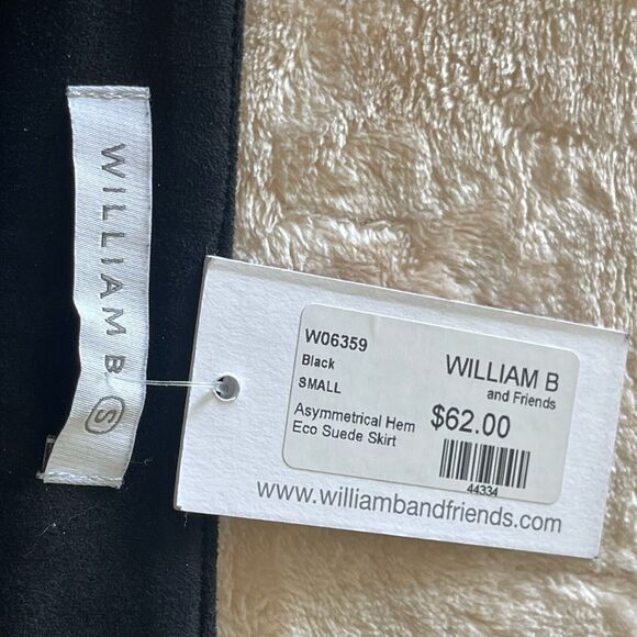 NWT-William B Asymmetrical‎ Hem Eco Black Suede Mini Skirt Sz S MSRP $62 - Picture 4 of 16